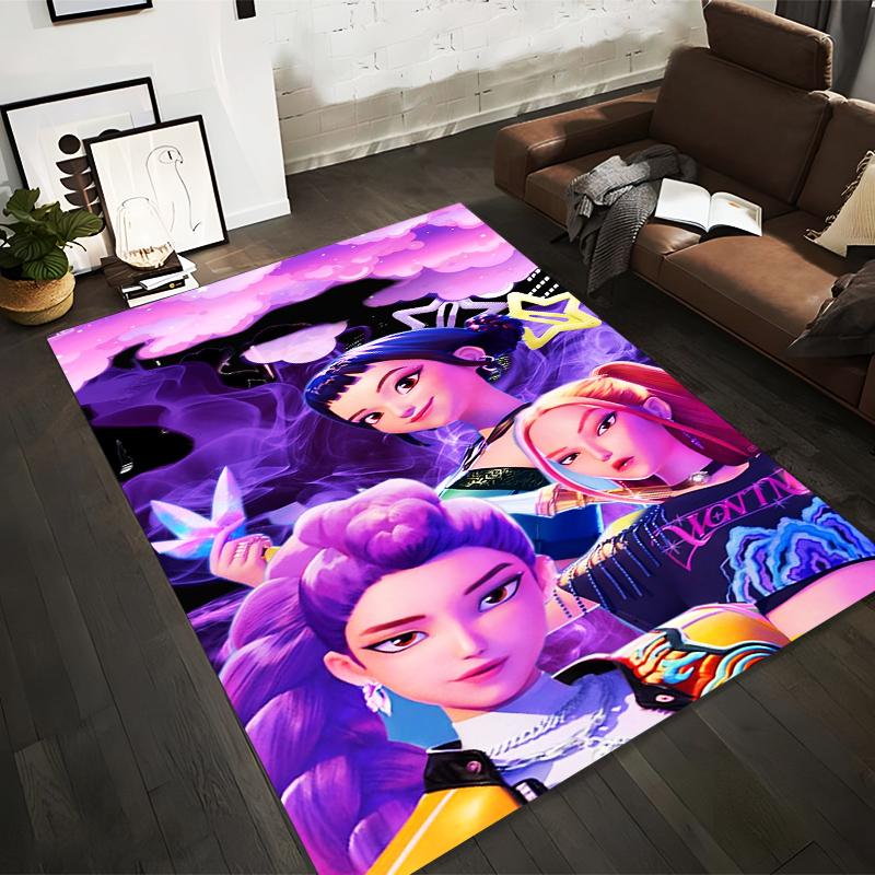 

Colorful Cartoon-Themed Carpet Print with Stars Purple Clouds and Stylish Characters Suitable for use as an anti-slip for room and bedroom sofas 40x60cm( 15x23in )