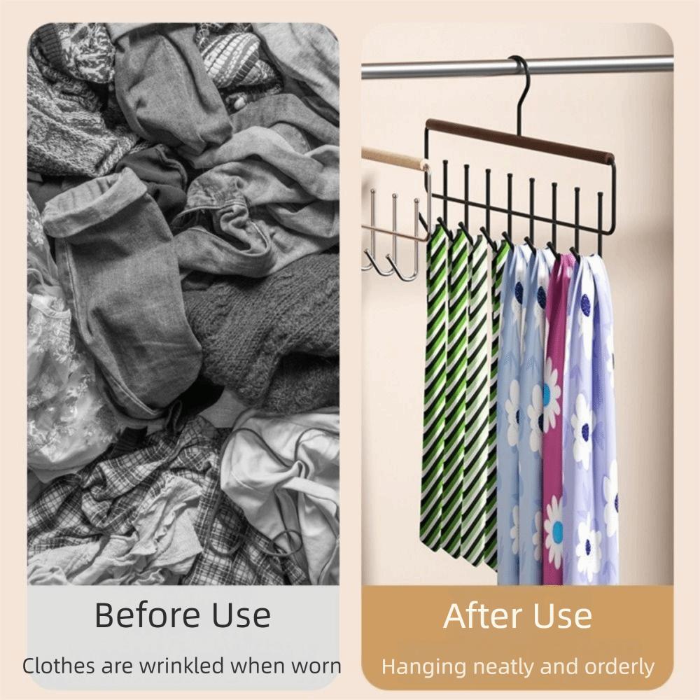 2 Pieces 16 Hook Wooden Clothes Drying Rack Anti-slip Rotatable Underwear Vest Storage Rack Large Capacity Space Saving