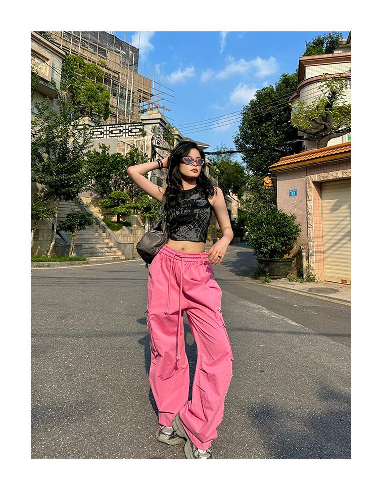 Women's Dopamine Color Wide-Leg Workwear Pants - Lightweight, Loose-Fit for Autumn & Spring Casual Wear