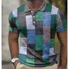 Independent Station Summer Men's Polo Shirt Button Plaid Pattern Printing Geometric Pattern D Digital Printing Trend