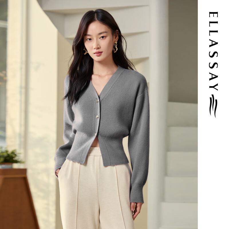 ELLASSAY Women's V-Neck Knit Cardigan