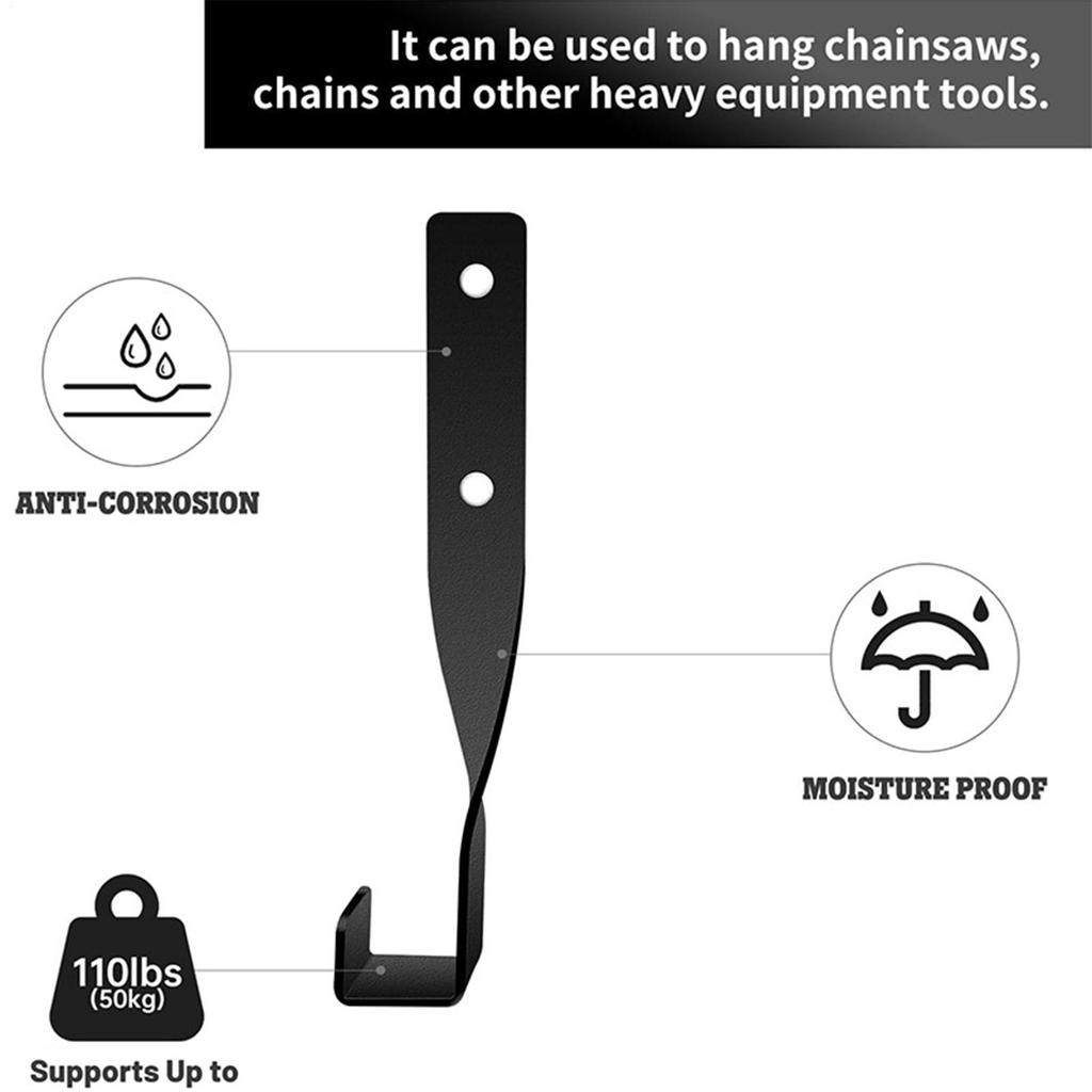 4 Pieces Chainsaw Wall Mount Holder Metal Rust-Resistant Space-Saving Organization Heavy Duty Chain Saw Storage Rack Hook