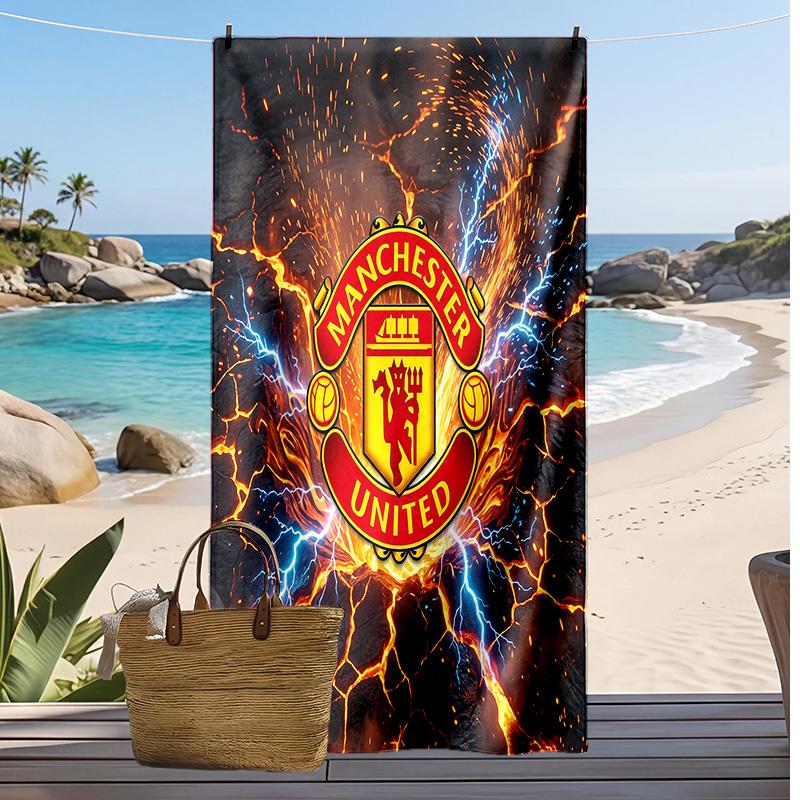 Manchester United Printed Beach Towel Quick Dry Soft TowelPortable Large Rectangular Beach Blanket for Travel Swimming Pool