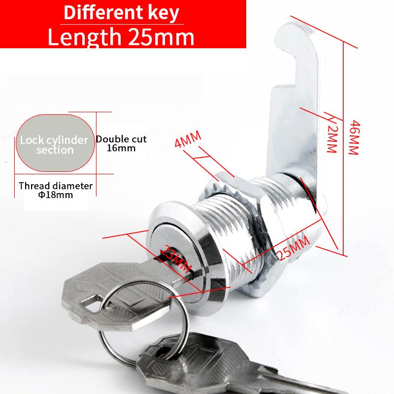 5 SETS Security Lock Metal Alloy Cylinder Cabinet Locker Cam Lock With 2 Keys Security Mailbox Lock Cabinet Drawer Cam Lock 18mm
