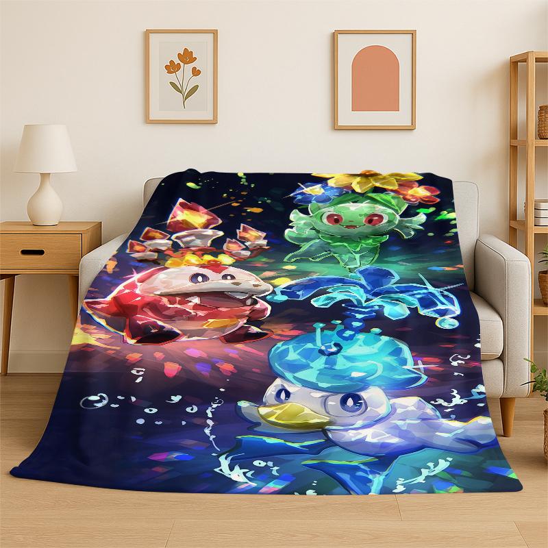 Cute Pokemon Pikachu Cartoon Flannel Blanket Soft Warm Throw Blanket for Bedroom Living Room Bed Travel Camping Picnic Kid