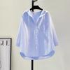 Oversized Tops Long Sleeve Fashion Korean White Blouse Women Shirt Hooded Casual Cotton Blouses