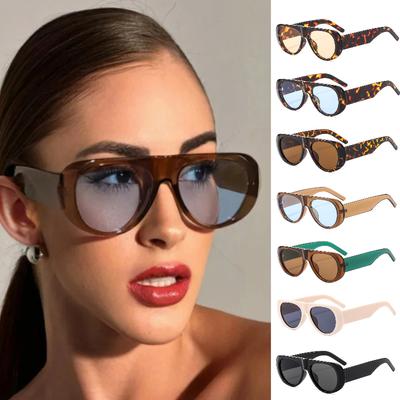 Vintage Fashion Oversized Sunglasses Women Men Oval Cat Eye Candy Mirror Sun Glasses Trendy Eyewear Unisex Sexy Luxury