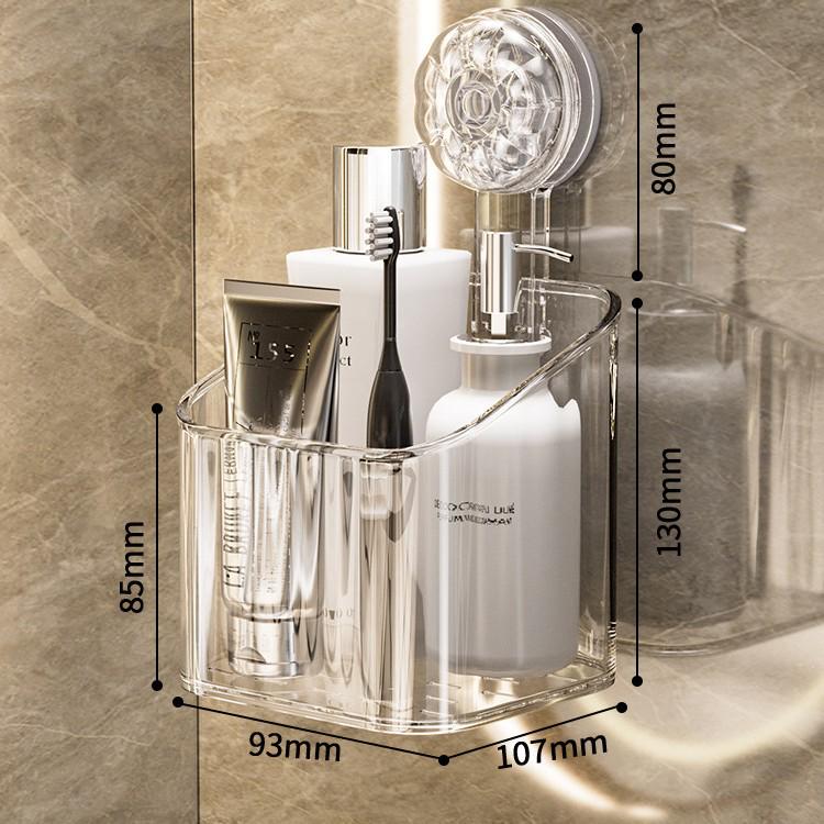 Raft de depozitare cu ventuză fără găurire, montat pe perete, pentru articole de toaletă și cosmetice de baie