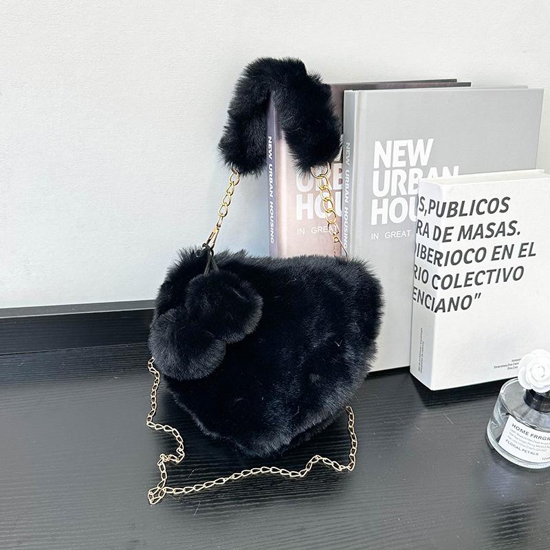 

Новая сумка-тоут плюшевая сумка-сердце модная портативная сумка-сердце на цепочке сумка через плечо сумка-мессенджер женская сумка чёрный