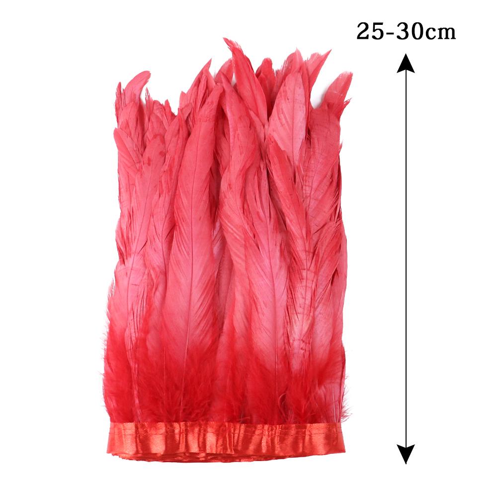 1Mgold Silver Rooster Feather Trim Ribbon 25-30Cm Natural Feathers Fringe For Wedding Party Clothes Decoration Plumes Crafts