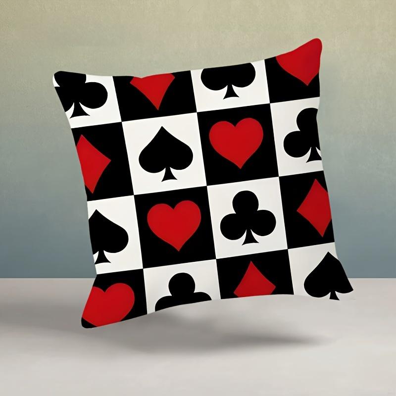 

1 MEMNUN Сучасна наволочка на подушку в стилі покеру для ігрових кімнат та віталень - Одностороння друкована наволочка з комбінацією гральних карт 40x40