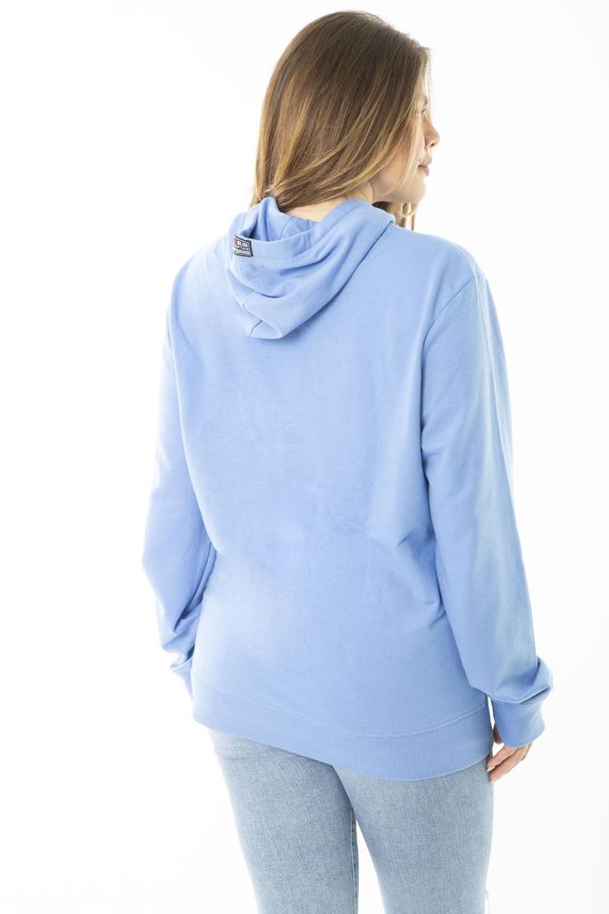 Women's Style Big Size Sweatshirt Large Size Blue Two Thread Front Printed Hooded Sweatshirt