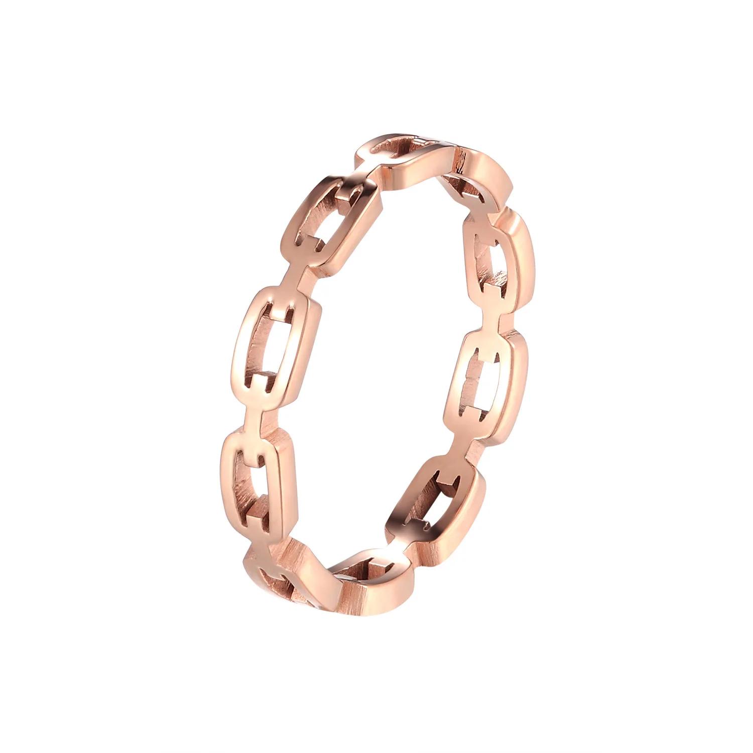 Women Classic Twist Chain Ring for Zircon Stainless Steel Geometric Twist Wrapped Women Couple Ring Wedding Jewelry Aesthetic 9 розового золота