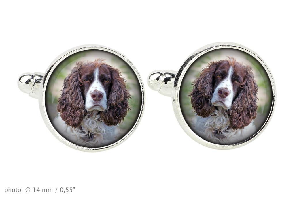 Anglický kokršpaněl - manžetové knoflíčky a kravata s vaší fotografií, ozdoba na oblek, pánské šperky značky Art-Dog.