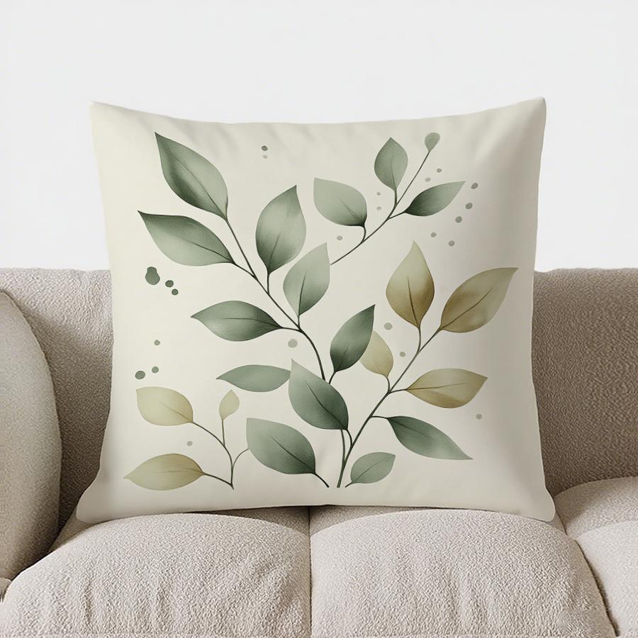 Home Decor Elegant Leaf &amp; Dots Pattern Throw Pillow Pattern Cushion Cover Suitable For Sofa Bedroom Car Pillow Cover