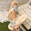 Fashion Gold Silver Flower Decor Flat Sandals for Women Plus Size Thick Sole Chunky Platform Slippers Summer Light Comfort Flip Flops