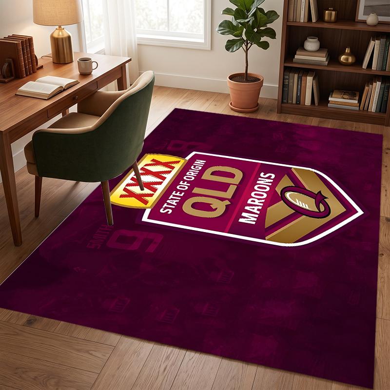 Queensland Maroons (1) Office Rug Elegant Floor Rug for Office Living Room Bedroom and Indoor Home Spaces