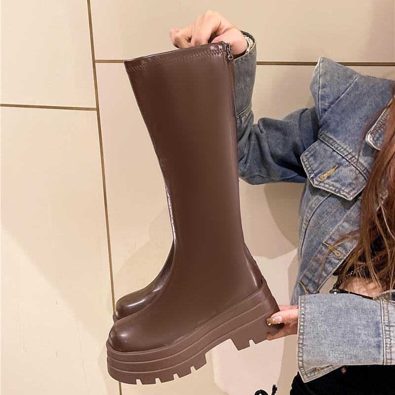 Autumn Women'S Rubber Boots Women Shoes Woman Winter Shoes Low Heels Booties Round Toe Rain Mid Calf Long Boots Botas De Mujer