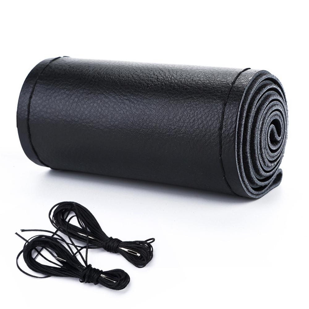 Universal Braid Steering Wheel Cover 38cm Leather Hand Sewing Steering Wheel Cover Genuine Cowhide Leather with Needles Thread