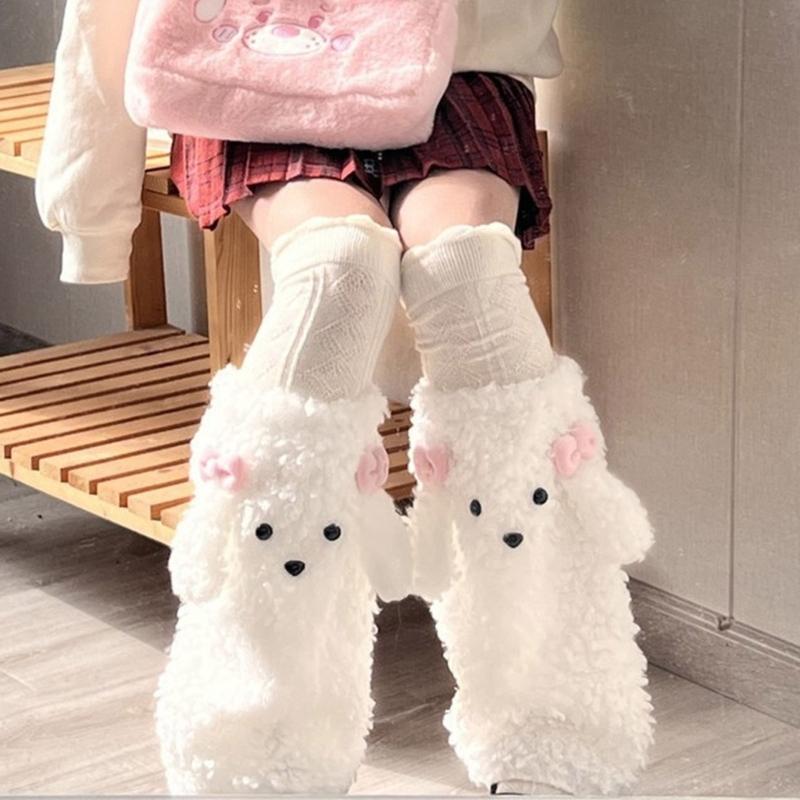 Adorable Puppy Leg Warmers Comfortable Acrylic Socks Nonslip Design for House Use Stylish Casual Wear Winter Accessories