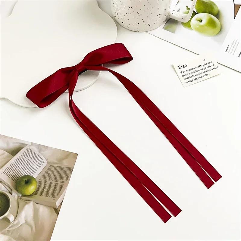 New Solid Color Ribbon Bow Hair Clips for Girls Fashion Korean Sweat Long Tassel Women Barrettes Hairpin Accessories