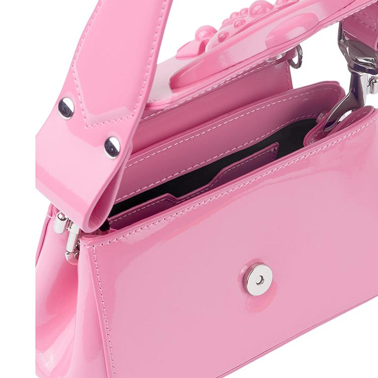 Vivienne Westwood Hazel Detachable Chain Strap Magnetic Closure Calfskin Handheld Crossbody Shoulder Bag Women handbags Pink 4201008UUL001OPINK
