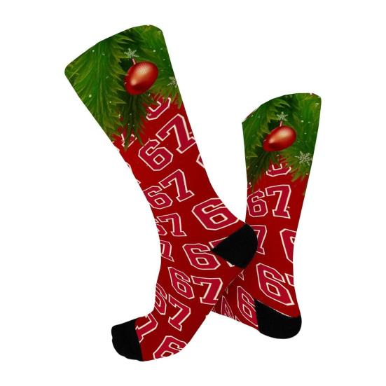 Funny 67 Crew Socks 6 7 Creams Drips Casual Socks Six Seven Meme Socks for Men Women Boys Girls Christmas Gifts
