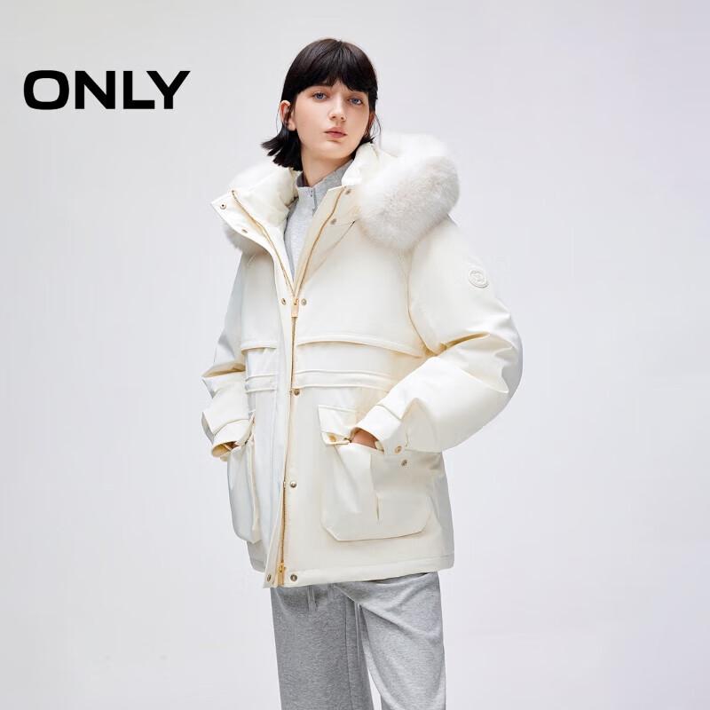 Only Women's 2025 Winter Detachable Faux Fur Hooded Goose Down Parka