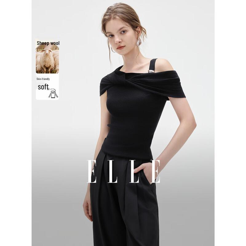 ELLE Women s Asymmetric Twist-Knot Sleeveless Knit Top S