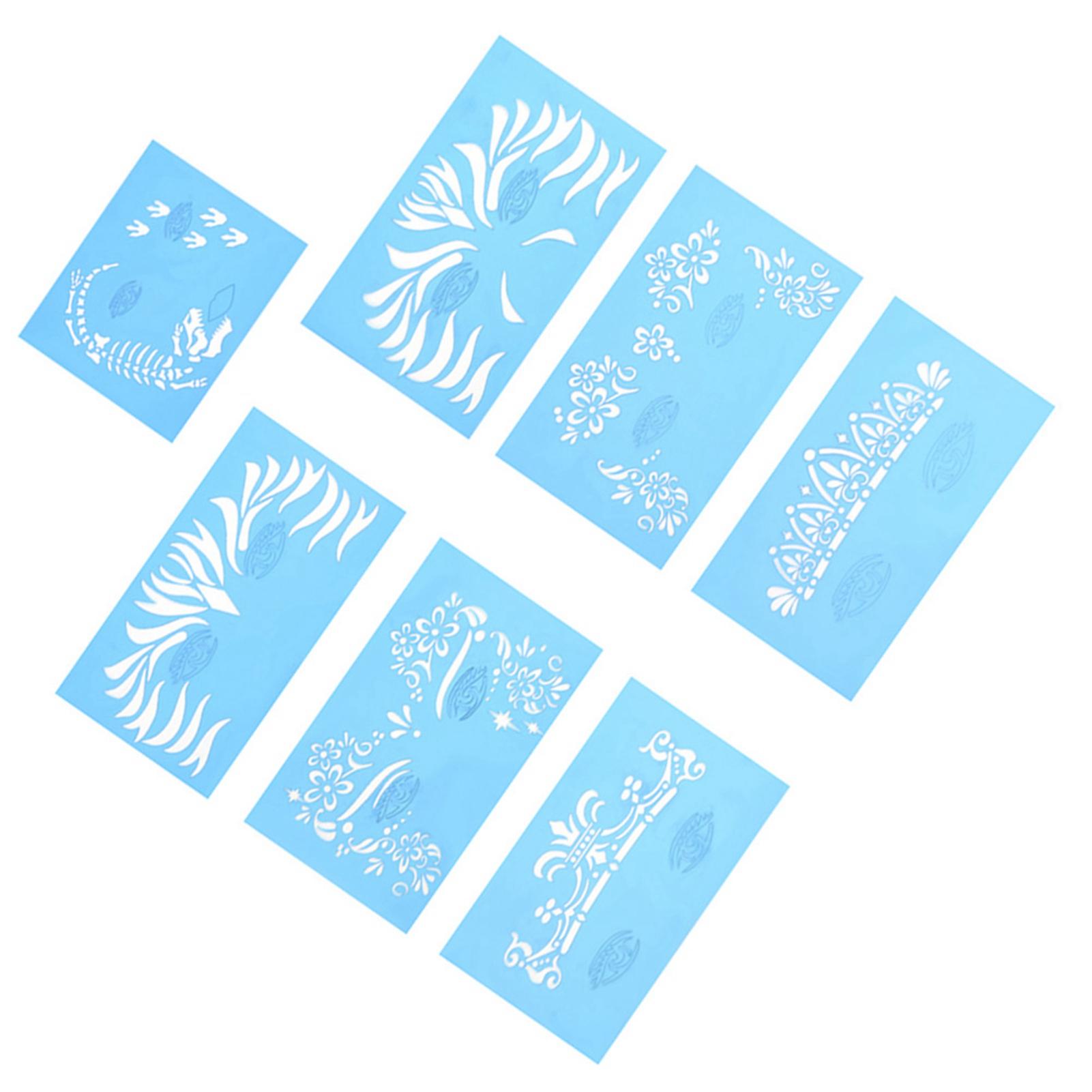 

7 Pieces Reusable Face Paint Stencil Templates for , Costume , Body and Face Painting Art with Flower, Design,