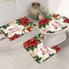 1/4pcs Merry Christmas Winter Shower Curtain Set, Ball Poinsettia Gift Box Bow Vintage Red Green Shower Curtain for Christmas