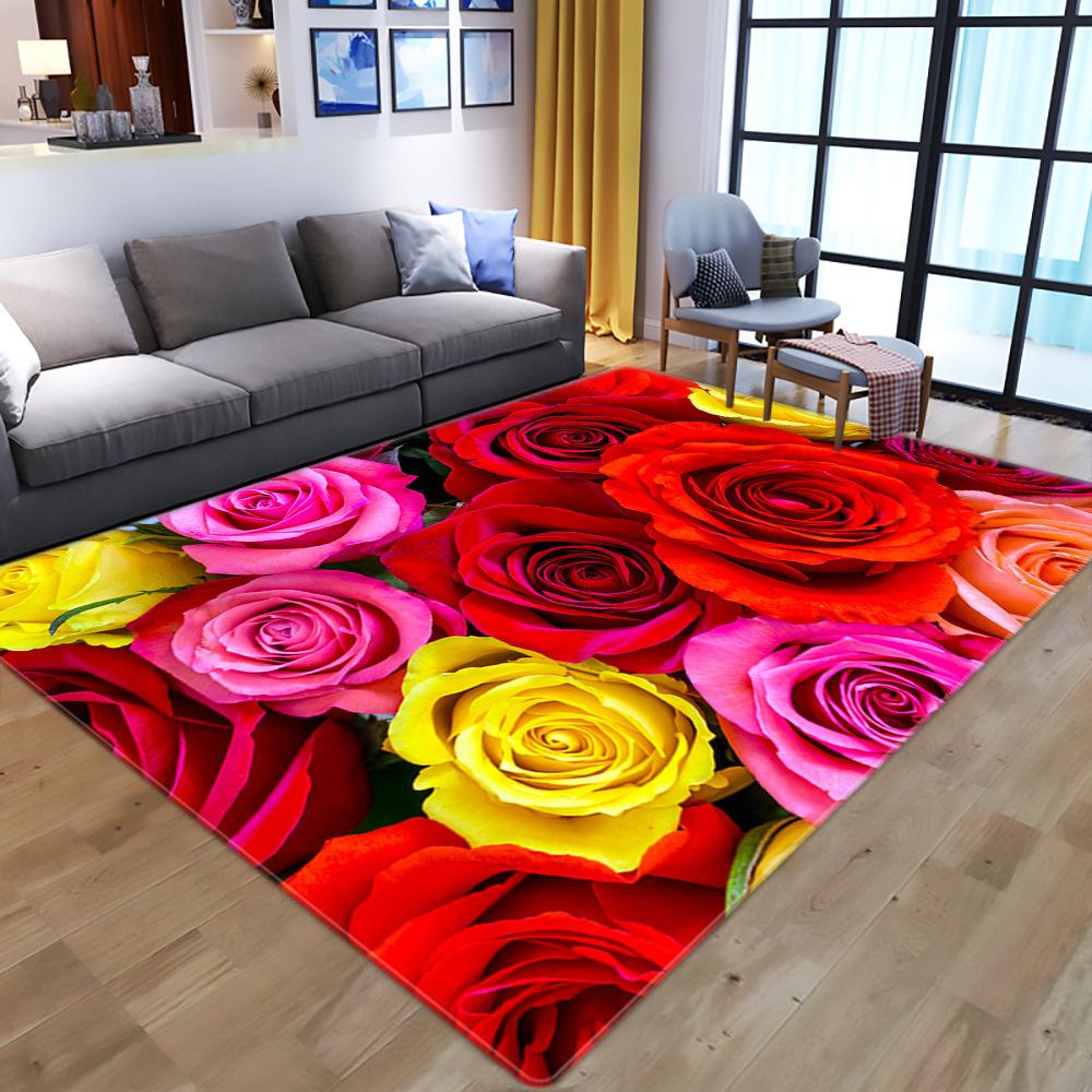 Cartoon Home Floor Mat Living Room Bedroom Carpet Rose Carpet Floor Mat