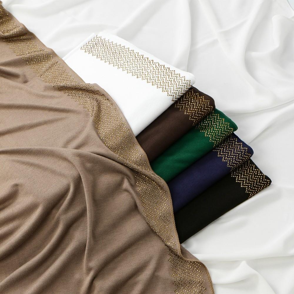 Long Smooth Silk Headscarf Sunscreen Thin Large Shawl Veil Rhinestone Chiffon Hijab Scarf  For Gift