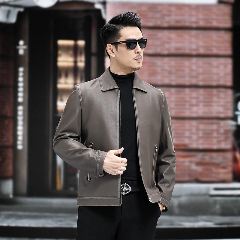 Autumn and winter new style genuine leather jacket men's sheepskin coat lapel jacket business men's wear