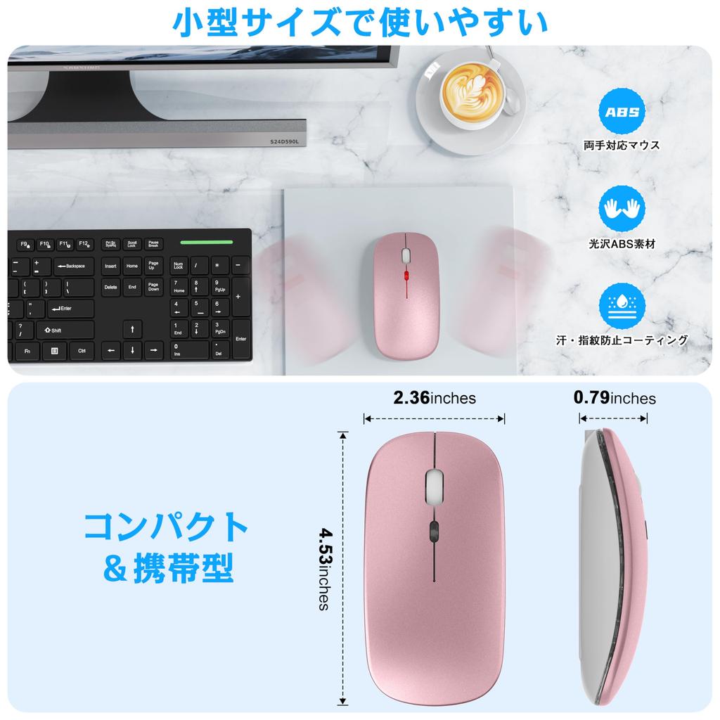 Wireless Bluetooth Slim Optical 3 DPI Ziggler Compatible with 2.4G Mouse, & 2.4GHz, USB-A & USB-C Compatible, Quiet, Mouse, Type-C Charging, Settings,