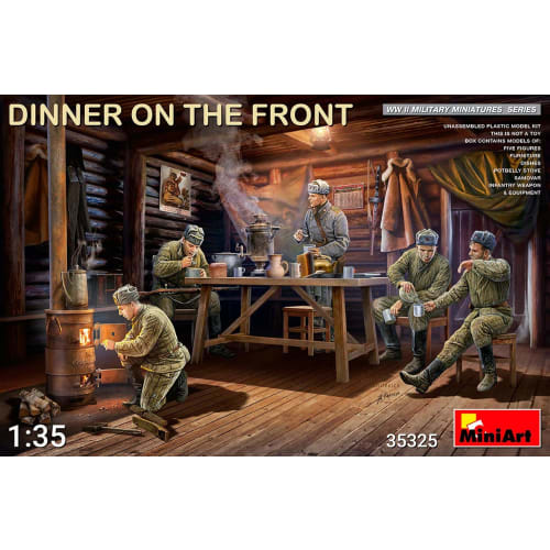 Miniart 1/35 Scale Plastic Model Kit MA35325: Soldiers Having Dinner On the Front Line (5 Figures)