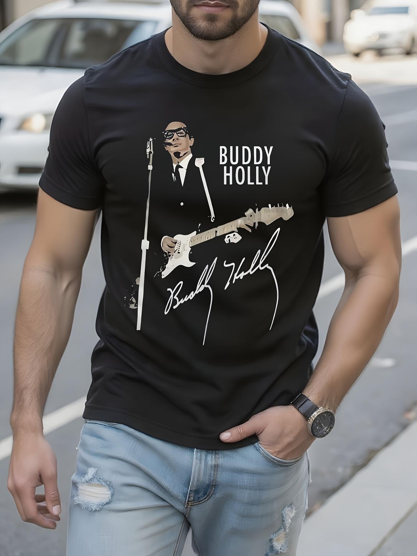 Buddy Holly Vintage Rock n Roll Tshirt - Black Tee with... S