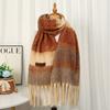 Fashion Korean Version Plaid Imitation Cashmere Scarf Winter Warm Thickened Contrasting Color Student Couple Scarf Long Scarf