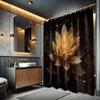 Black And Gold Shower Curtain Lotus Flower For Bathroom Decor Decorative Yellow Golden Floral Bath Curtain Set With Hooks