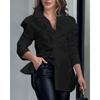 Elegant Women Long Sleeve Blouse V Neck Ruffle Design Print Shirts For Women Fashion Spring Autumn Pullover Tops