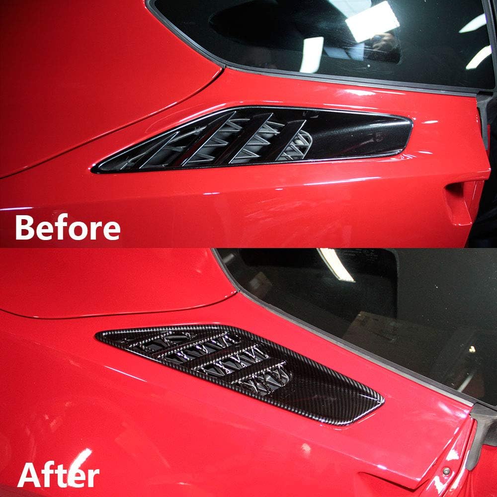 Kohlefaser-Optik Abdeckungen Verzierungen Zubehör Hintere Seitenwandbelüftung für 2014 2015 2016 2017 2018 Chevrolet Corvette C7