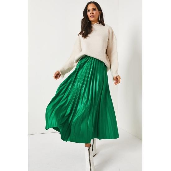 Jupe femme aspect cuir taille élastique plissée jupe cloche