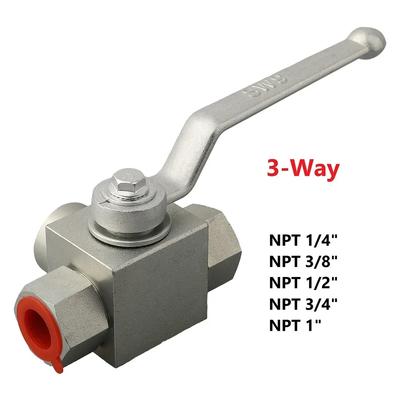 7250 PSI 3 Way High Pressure Hydraulic Carbon Steel Ball Valve With Alloy Handle