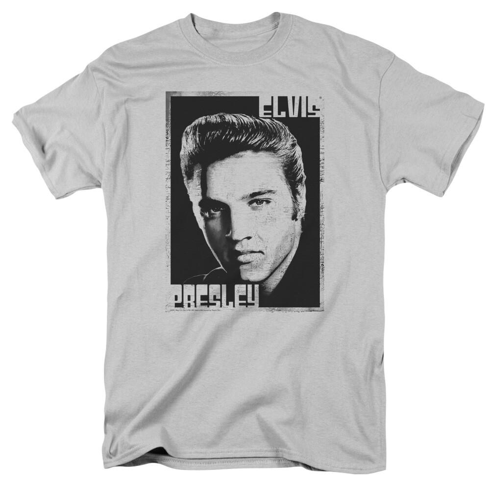 Elvis Presley Graphic Portrait T Shirt Mens Licensed The King Tee Silver XXXL