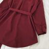 Women's Corduroy Belted Single-Breasted Shirt Dress - Chic Korean Style, Loose Mid-Length for Spring/Autumn 2025