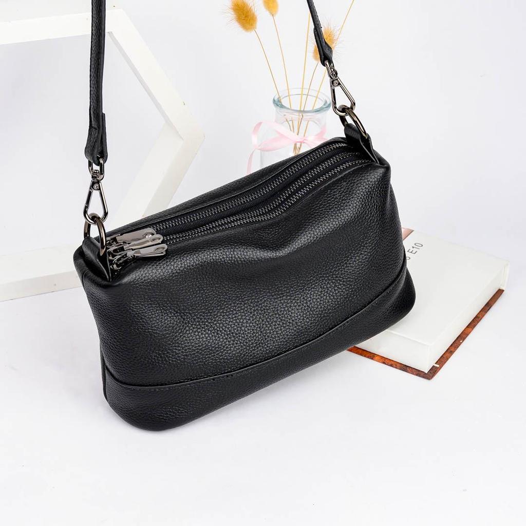 2025 Women's Genuine Leather Crossbody Bag, Multi-Layer Zipper, Large Capacity Cowhide Shoulder Bag for Moms