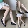 Women Sweet Sheer Pantyhose Stockings Cute Mini Bowknot Pearls Beaded Thin Nylon Tights Soft Breathable Leggings