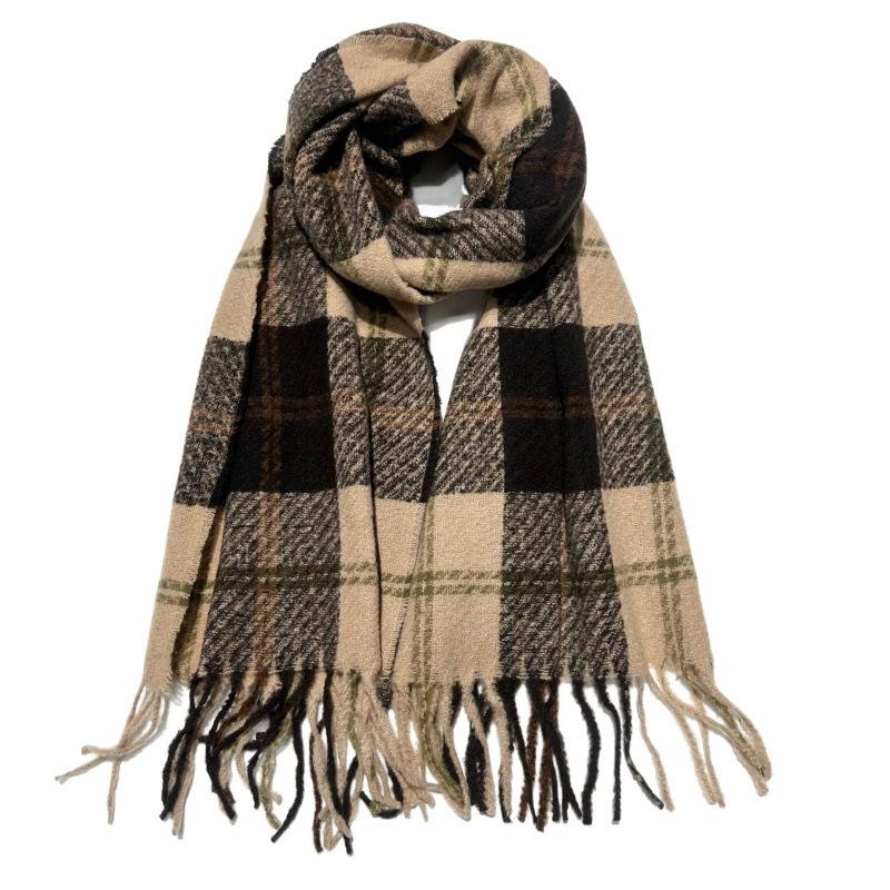 Korean Atmosphere Retro Red Plaid Gift Scarf for Women Winter Imitation Cashmere Long Thick Warm Scarf for Men