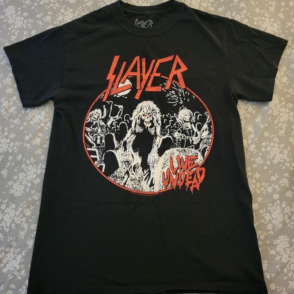 Slayer Live Undead группа рок короткий рукав классический черный цвет футболка KV36853 Унисекс футболка M