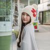 Japanische Florale Wollmütze mit Ohrenschutz - Warme Herbst-/Wintermütze für Damen